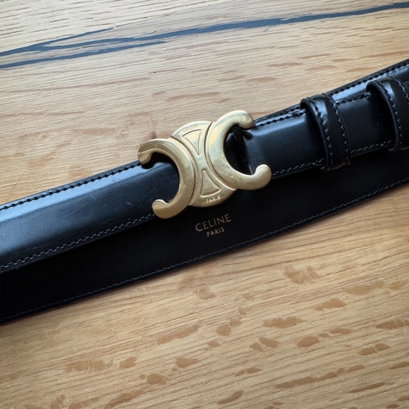 Celine Medium Black Triomphe Belt [100] - Picture 4 of 12